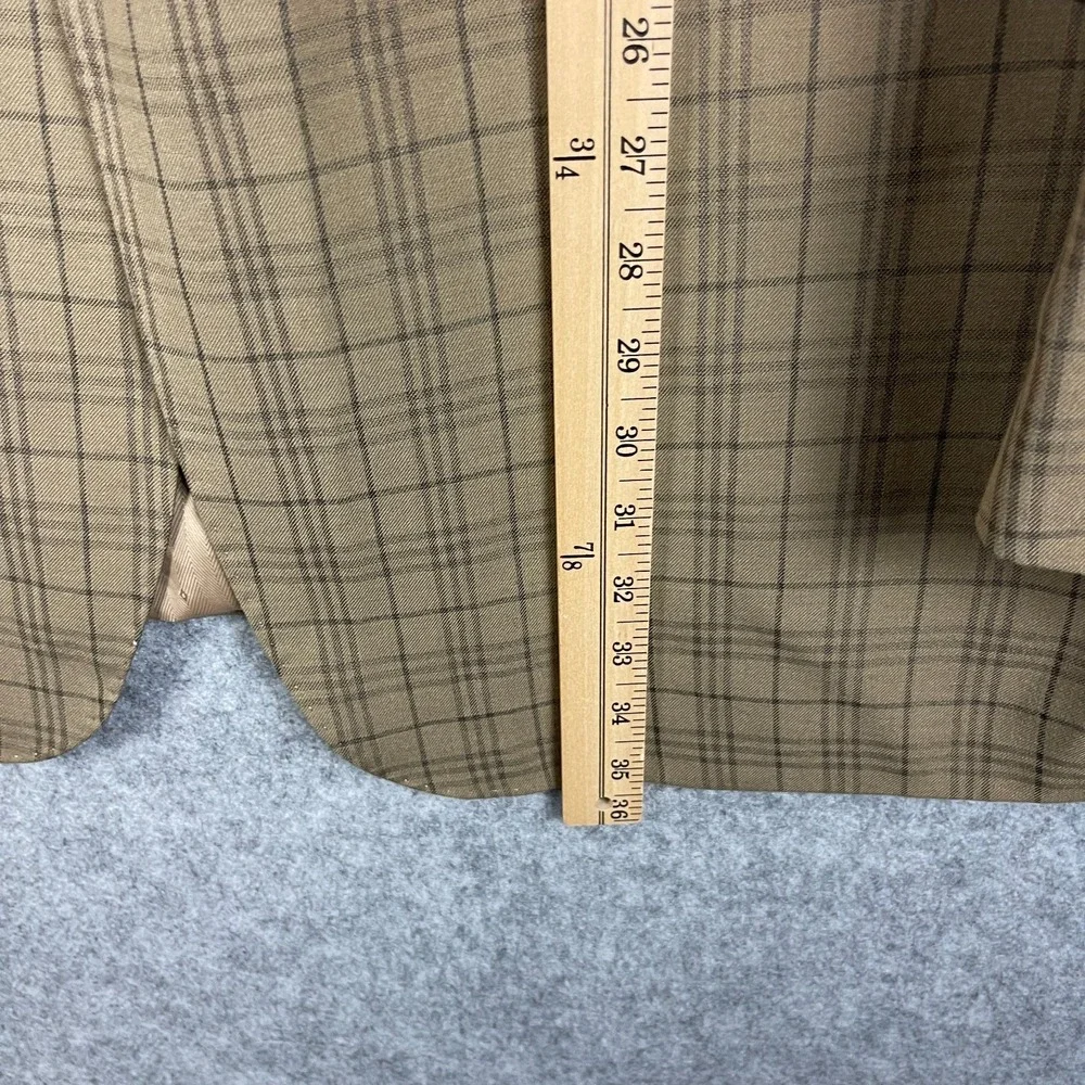 Statement Blazer Vest Waistcoat 2 Piece Set Mens 50L Beige Plaid Wool Italy Made